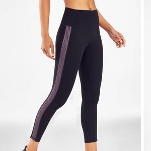 Fabletics Black Leggings with Purple Accent